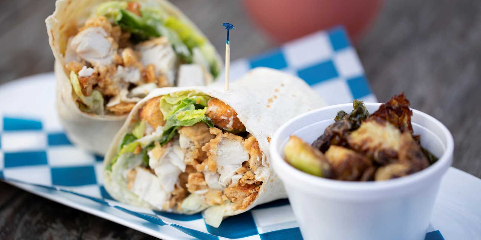 Hot Chicken Caesar Wrap with a side